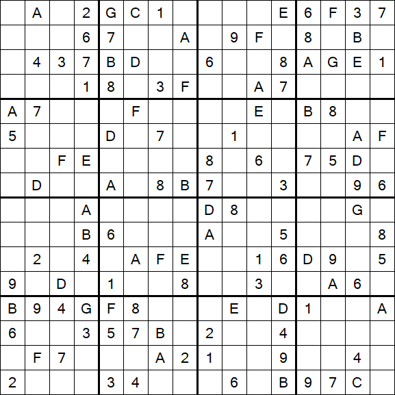Sudoku 16x16 - Medium