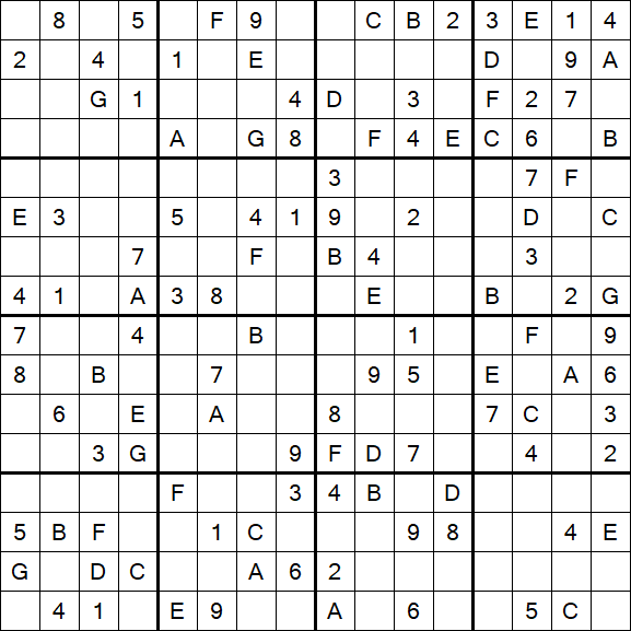 Sudoku 16x16 - Medium