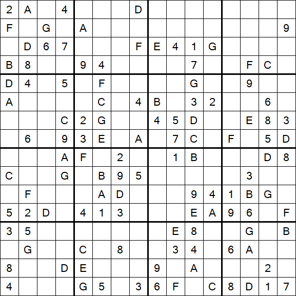 Sudoku 16x16 - Medium