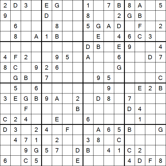 Sudoku 16x16 - Medium