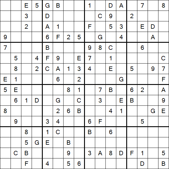 Sudoku 16x16 - Medium