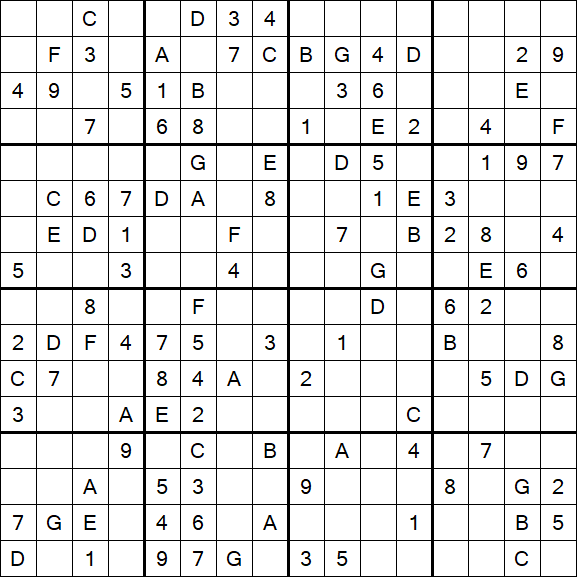 Sudoku 16x16 - Medium
