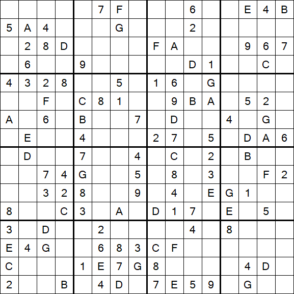 Sudoku 16x16 - Medium