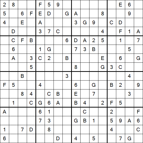 Sudoku 16x16 - Medium