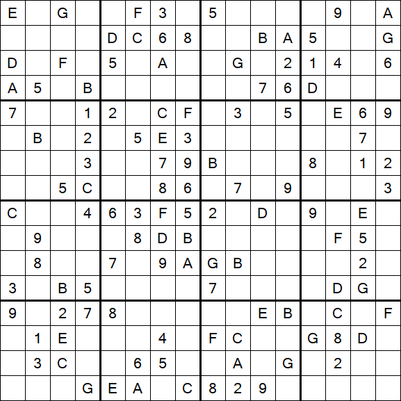 Sudoku 16x16 - Medium
