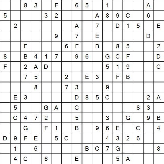 Sudoku 16x16 - Medium