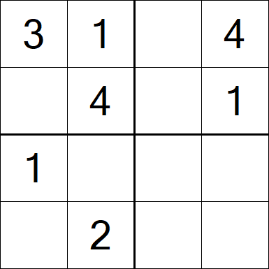 Sudoku 4x4 - Einfach