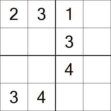 Sudoku 4x4 - Einfach
