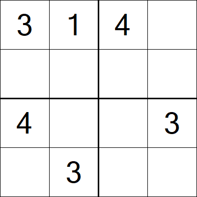 Sudoku 4x4 - Einfach