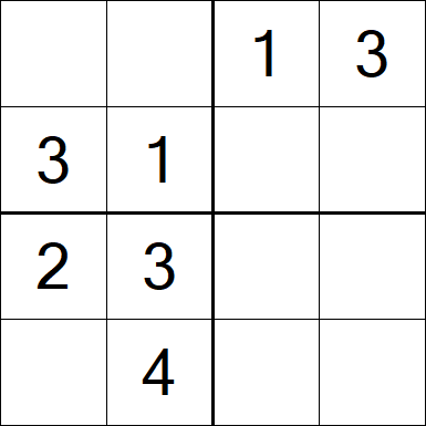 Sudoku 4x4 - Einfach