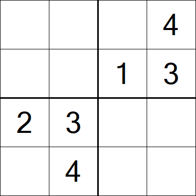 Sudoku 4x4 - Einfach
