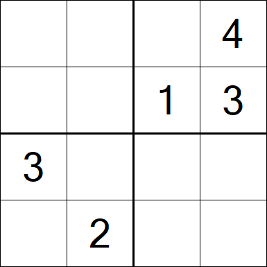 Sudoku 4x4 - Difficile