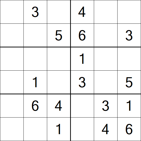 6x6 Sudoku Puzzles Printable - Sheet 3