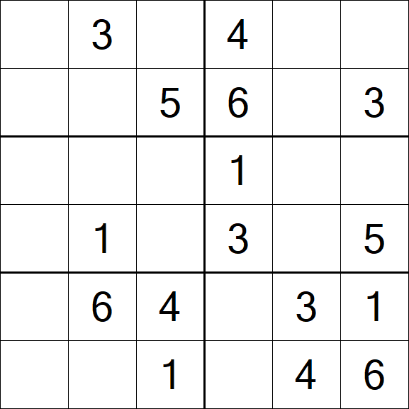Sudoku 6x6 Easy Sudoku Puzzles
