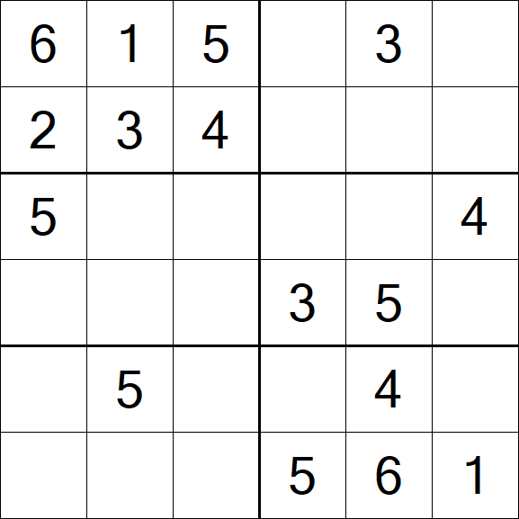 Sudoku 6x6 - Easy