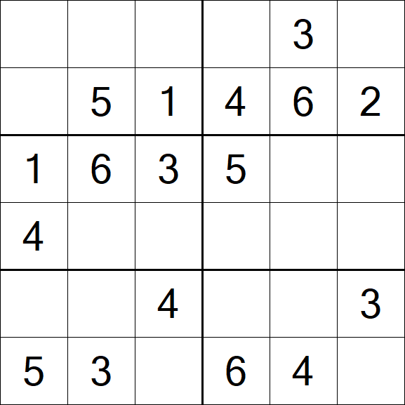 Sudoku 6x6 - Easy
