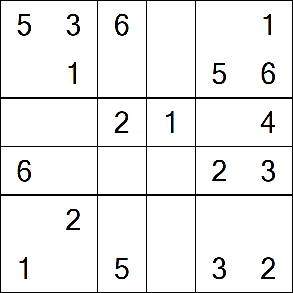 Sudoku 6x6 - Easy
