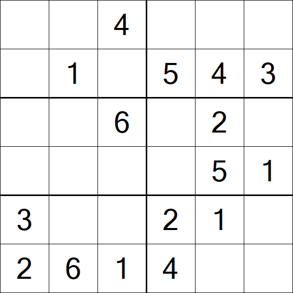 Sudoku 6x6 - Easy