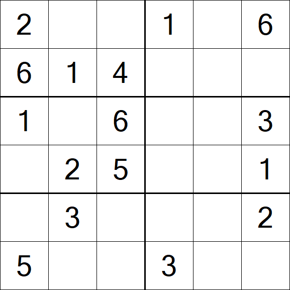 Sudoku 6x6 - Easy