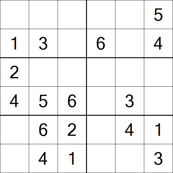 Sudoku 6x6 - Easy