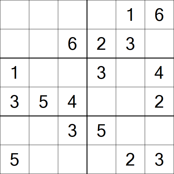 Sudoku 6x6 - Easy