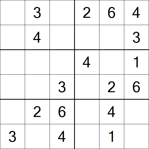 Sudoku 6x6 - Easy