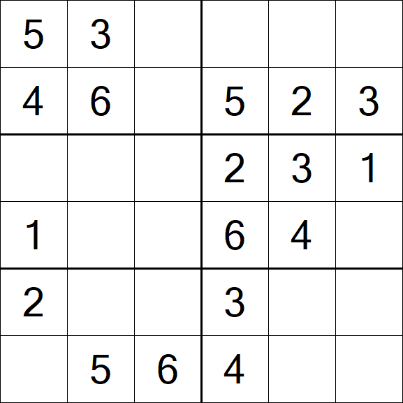 Sudoku 6x6 - Easy