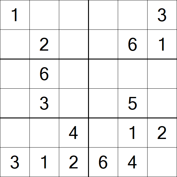 Sudoku 6x6 - Easy
