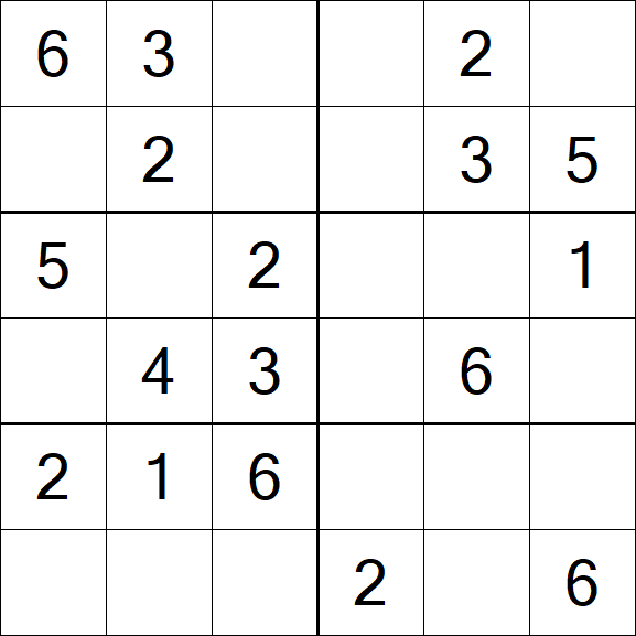 Sudoku 6x6 - Easy