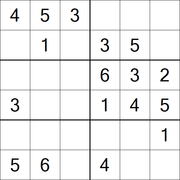 Sudoku 6x6 - Easy