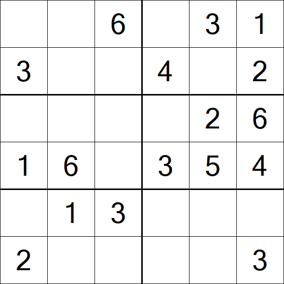 Sudoku 6x6 - Easy