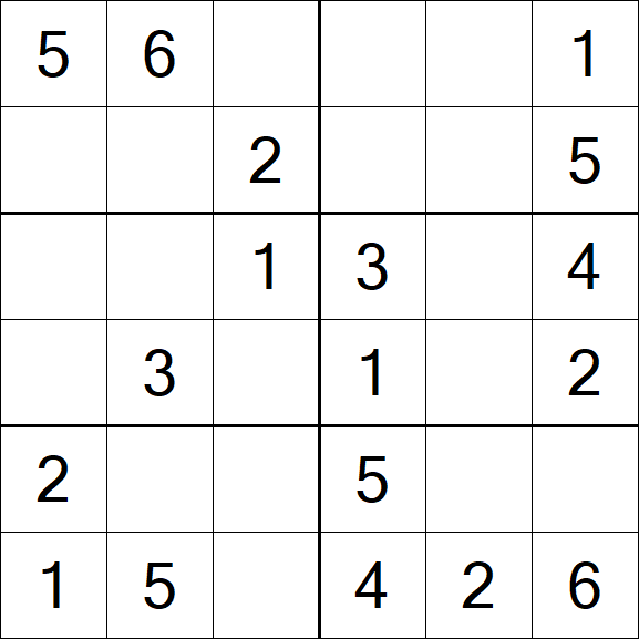 Sudoku 6x6 - Easy