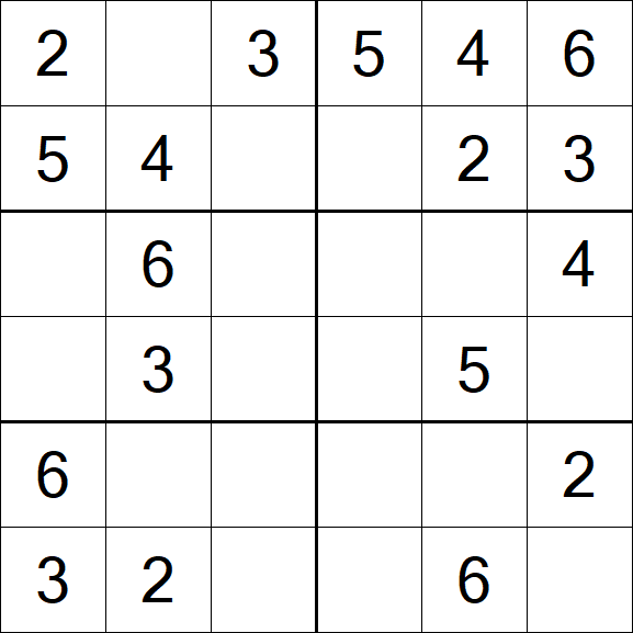 Sudoku 6x6 - Easy