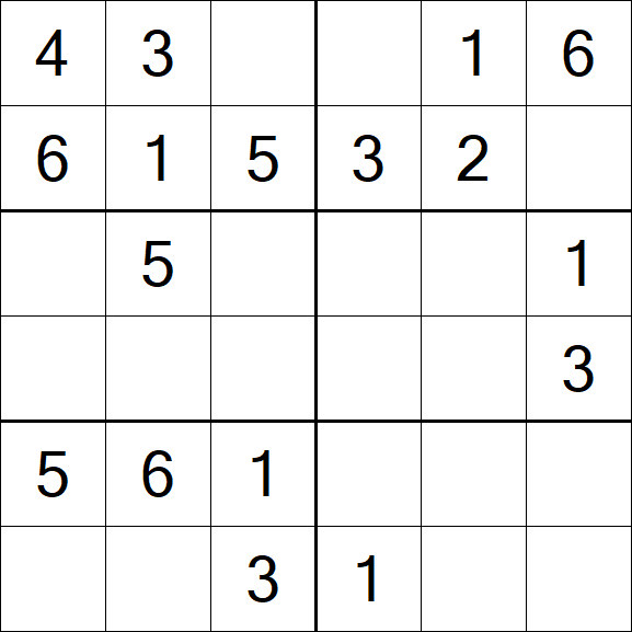 Sudoku 6x6 - Einfach