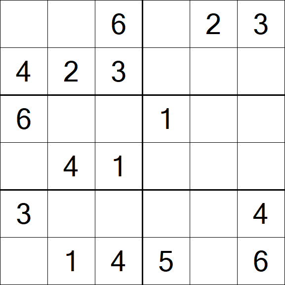 Sudoku 6x6 - Einfach