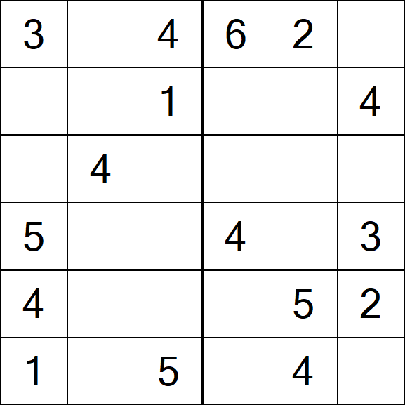 Sudoku 6x6 - Easy