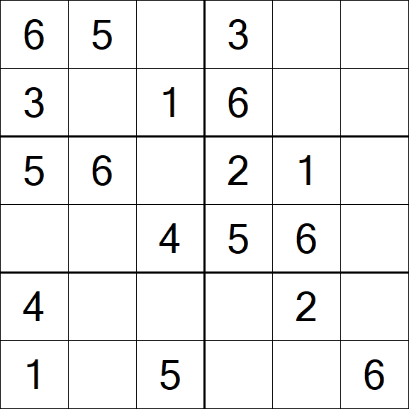 Sudoku 6x6 - Easy