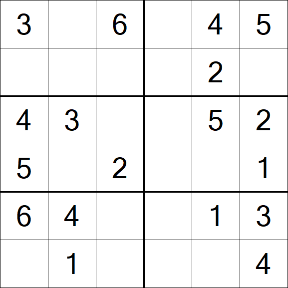Sudoku 6x6 - Easy
