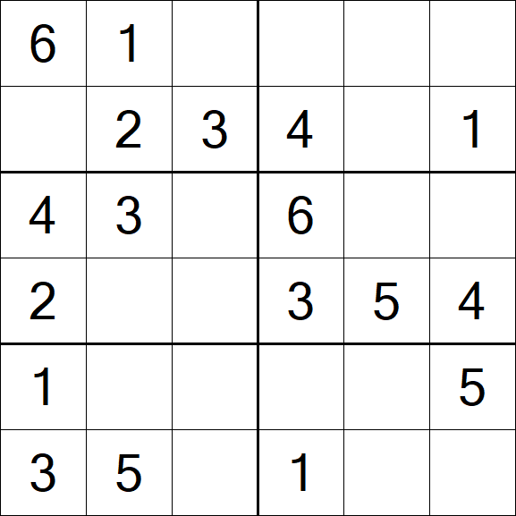 Sudoku 6x6 - Easy