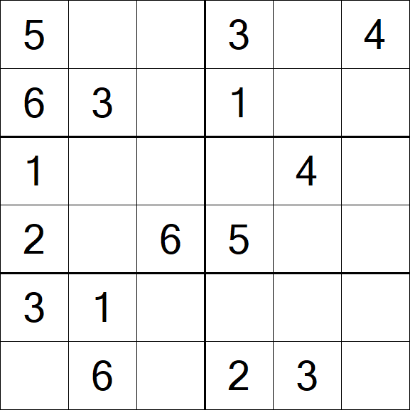 Sudoku 6x6 - Easy