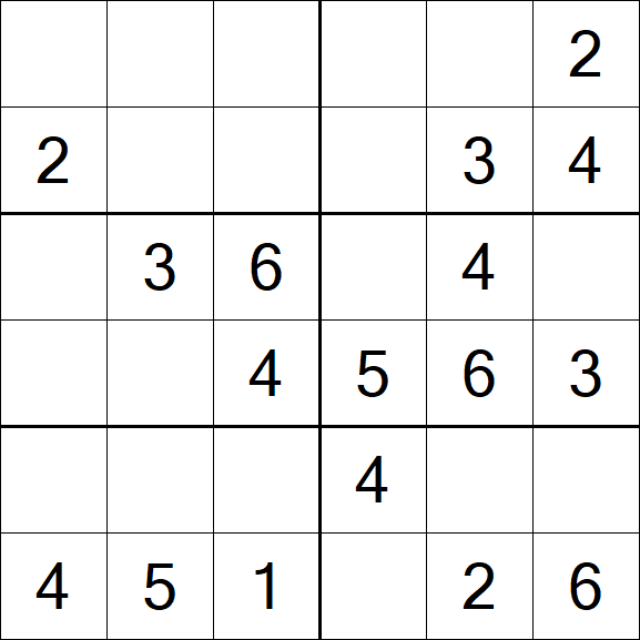 Sudoku 6x6 - Einfach
