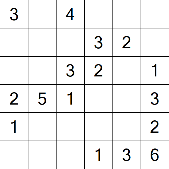 Sudoku 6x6 - Einfach