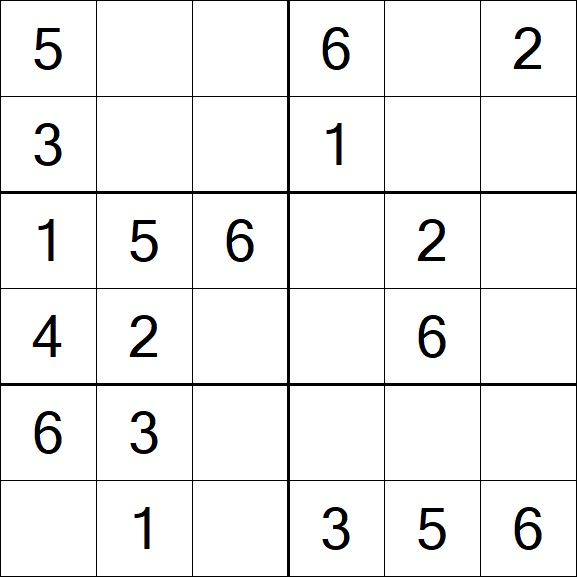 Sudoku 6x6 - Einfach