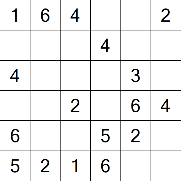 Sudoku 6x6 - Fácil