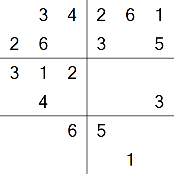 Sudoku 6x6 - Simple