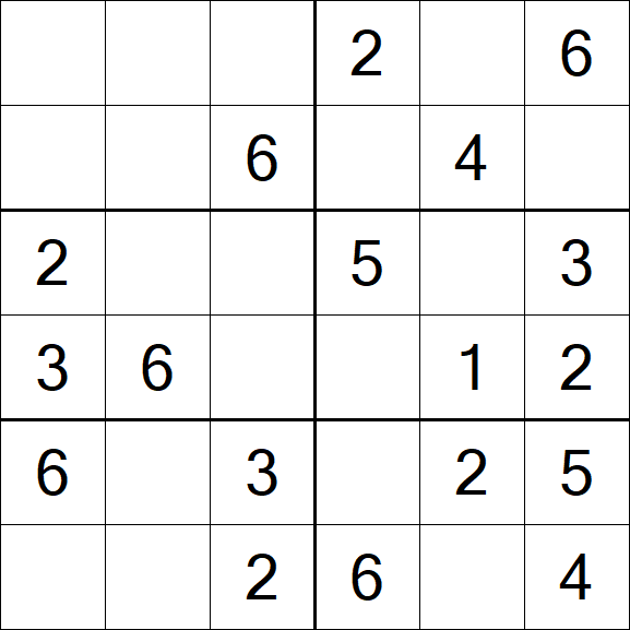 Sudoku 6x6 - Einfach