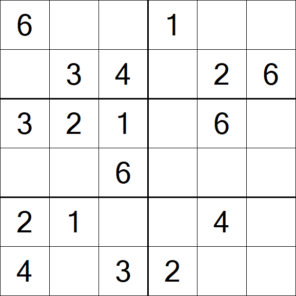 Sudoku 6x6 - Simple