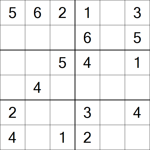 Sudoku 6x6 - Simple