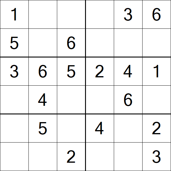 Sudoku 6x6 - Simple