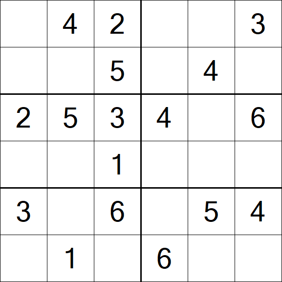 Sudoku 6x6 - Simple